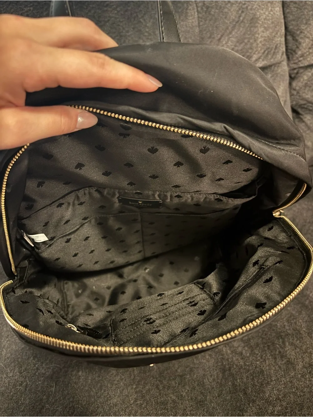 kate spade Black Nylon Backpack with Gold Hardware